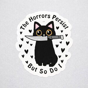 Black Cat With Knife Funny Sticker